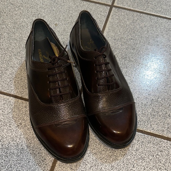 Vintage Kangaroo Cap Toe Oxford Dress Shoes Brown Exotic Leather